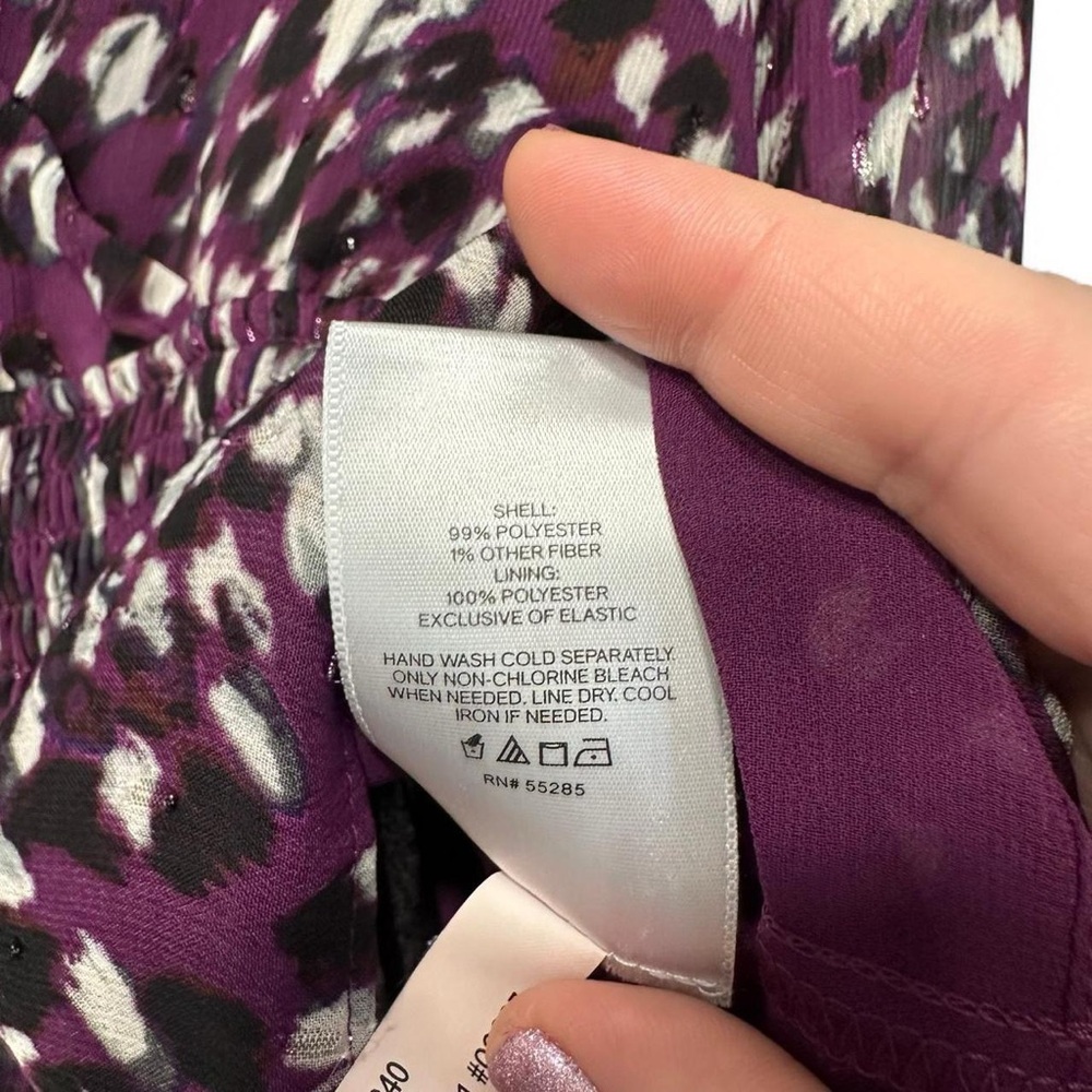 Express V-Neck Peplum Purple Blouse with Ruffles - Picture 4 of 8